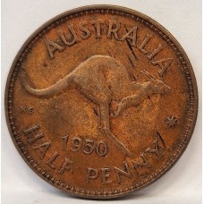 AUSTRALIA 1950Y. HALF 1/2 PENNY . STREAKS